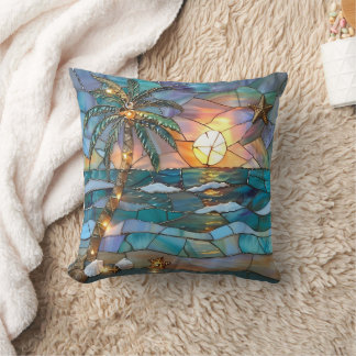 Coussin Tropical Sunset Stained Glass Pillow