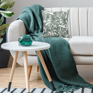 Coussin Tropical Watercolor Modern Oasis Leaves Pattern