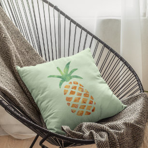 Coussin Tropical Watercolor Pineapple   Green
