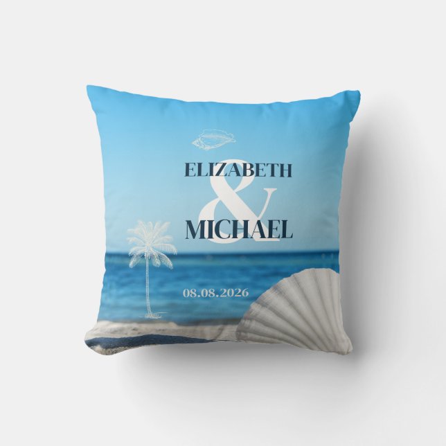 Coussin Tropical Wedding Ocean Beach (Recto)