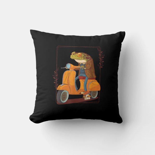 Coussin Trottinette Grenouille Champignon Goblincore Acadé (Recto)