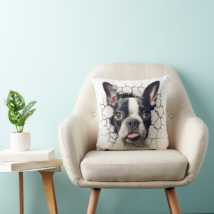 Coussin Trou fissuré 3D Boston Terrier
