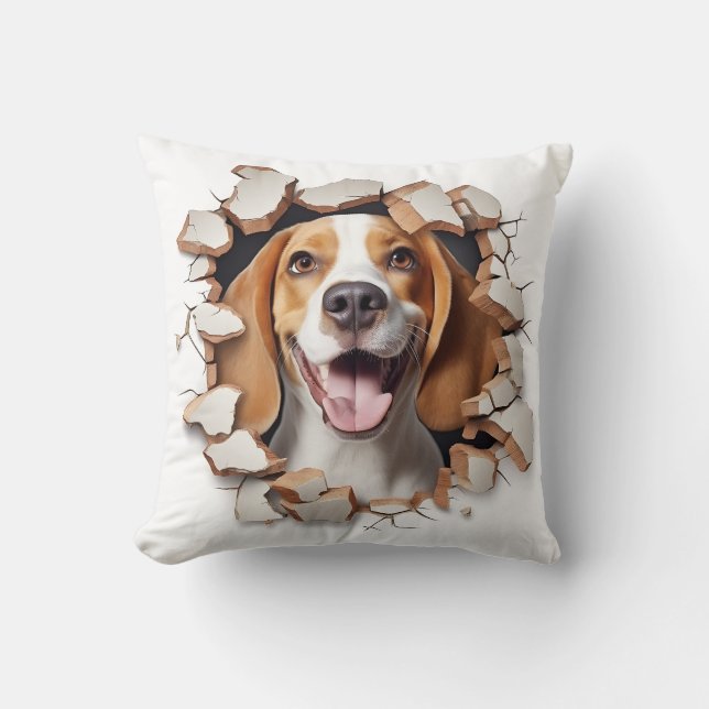 Coussin Trou fissuré Beagle 3D (Recto)