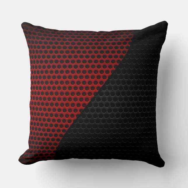 Coussin Trou métallique en acier rouge et noir (Recto)