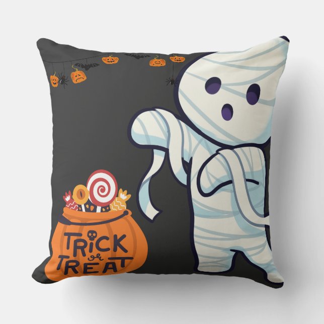 Coussin Trou ou traiter maman Halloween Candy Fun Kids shi (Recto)