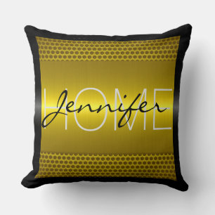Coussin Trous métalliques or Métal Look Monogramme
