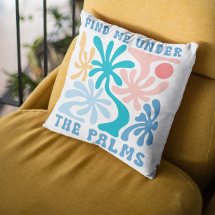 Coussin Trouvez-Moi Sous Les Palmiers Corail Turquoise Tro