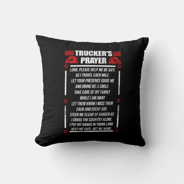 Coussin Trucker Truck Driver Trucker's Prayer Dieu Foi (Recto)