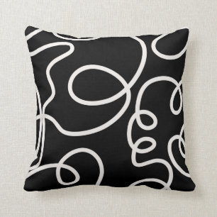 Coussin Trucs De Brosse Abstrait Noir Et Blanc