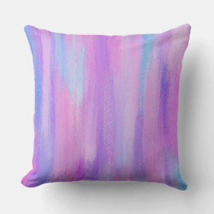 Coussin Trucs de peinture rose, violet et turquoise Abstra