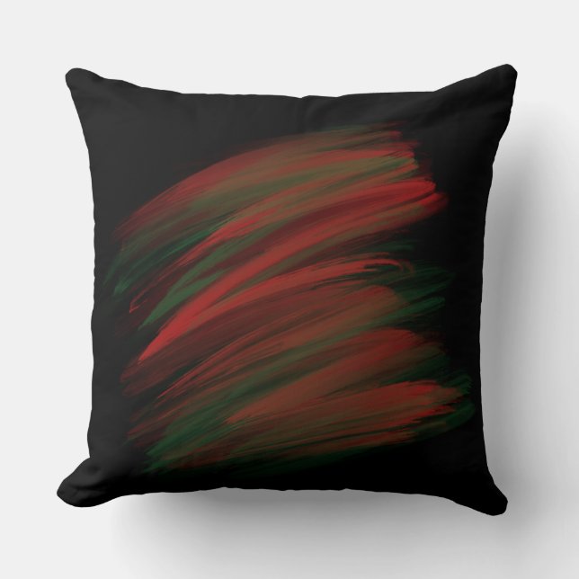 Coussin Trucs de pinceau rouge et vert (Recto)