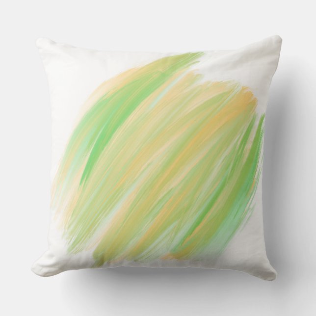 Coussin Trucs de pinceau vert et orange (Recto)