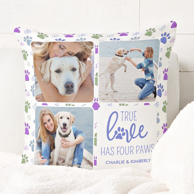 Coussin True Love Custom Pet Amoureux des chiens 4 Photo C (Créateur téléchargé)