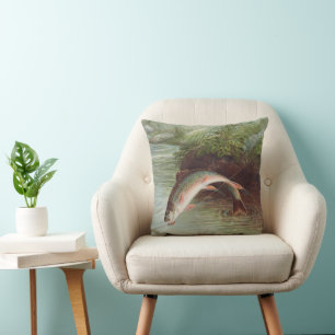 Coussin Truitelle de ruisseau sautant par S.A. Kilbourne P
