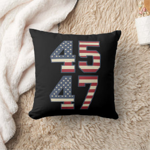 Coussin Trump 2024 Président 45 47 Amérique États-Unis Vin