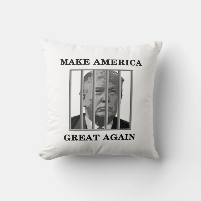 Coussin Trump derrière les barreaux (Recto)