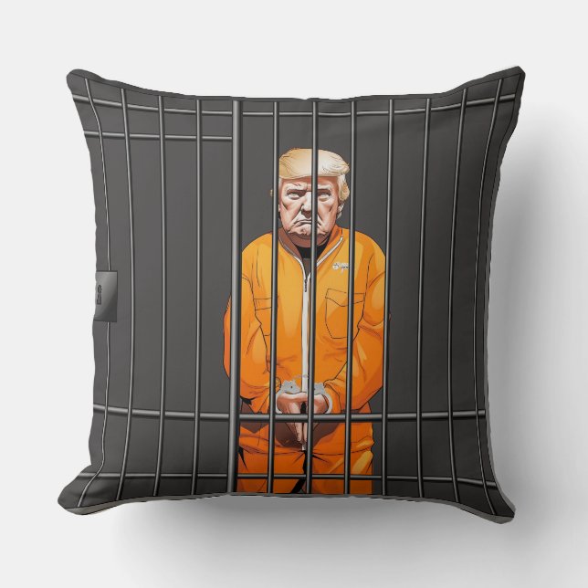 Coussin Trump in Jail Throw Pillow 20" x 20" (Recto)