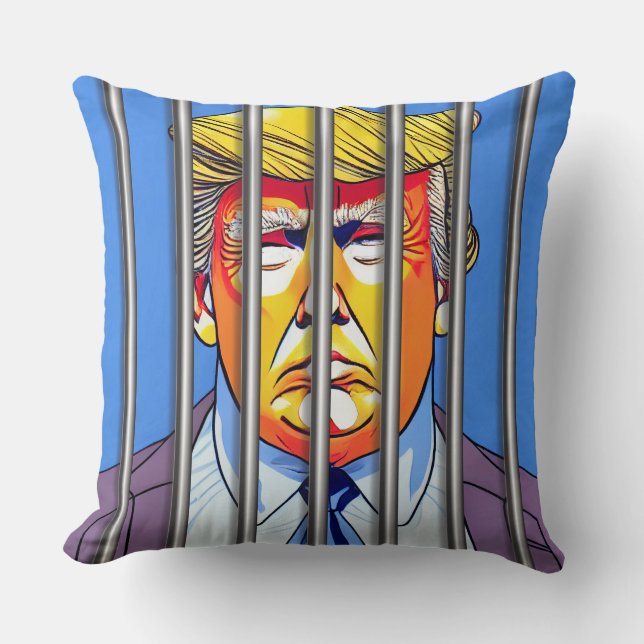 Coussin Trump in Jail Throw Pillow 20" x 20" (Recto)