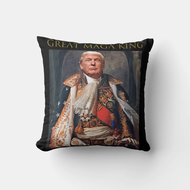 Coussin Trump Ultra Maga King s'amuse à merveille (Recto)