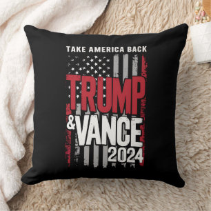 Coussin Trump Vance 2024 Drapeau américain Reprenez l'Amér