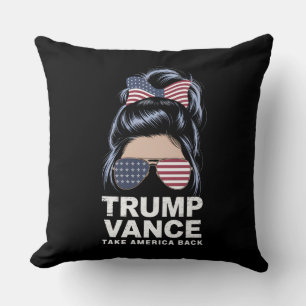 Coussin Trump Vance Reprenez l'Amérique Fille aux Chignons