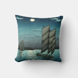 Coussin Tsuchiya Koitsu - Bateaux à Shinagawa, Nuit