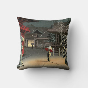 Coussin Tsuchiya Koitsu - Neige au temple de Nezu