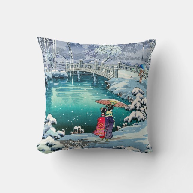 Coussin Tsuchiya Koitsu - Neige de printemps à Maruyama (Recto)