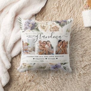 Coussin Tu aimes grand-mère Collage photo Floral Three