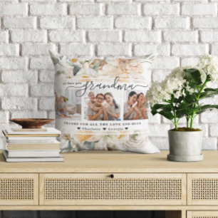 Coussin Tu aimes grand-mère Collage photo Floral Three