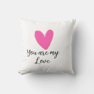 Coussin tu es mon amour rose rouge coeur aquarelle kidretr