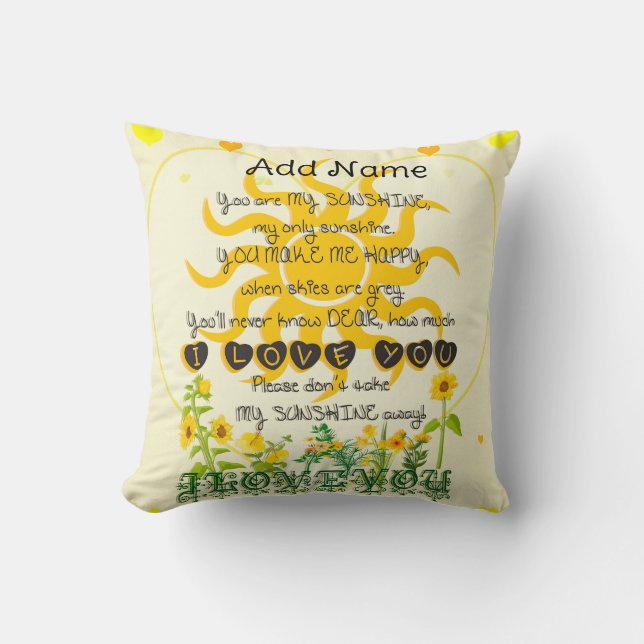 Coussin Tu Es Mon Soleil (Recto)