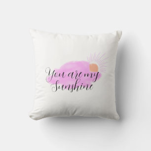 Coussin tu es mon soleil rose rayons de soleil violets nua