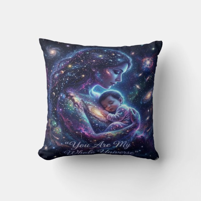 Coussin Tu es mon univers tout entier Maman cosmique bébé  (Recto)