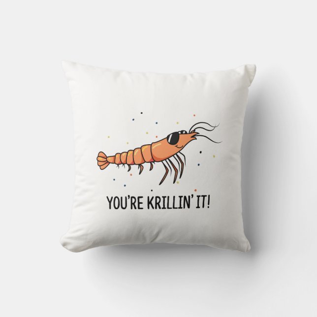 Coussin Tu fais rire Krillin Pun de krill drôle (Recto)