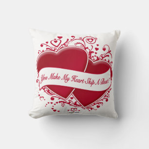 Coussin Tu Fais Sauter Mon Coeur D'Un Beat ! Cœurs rouges