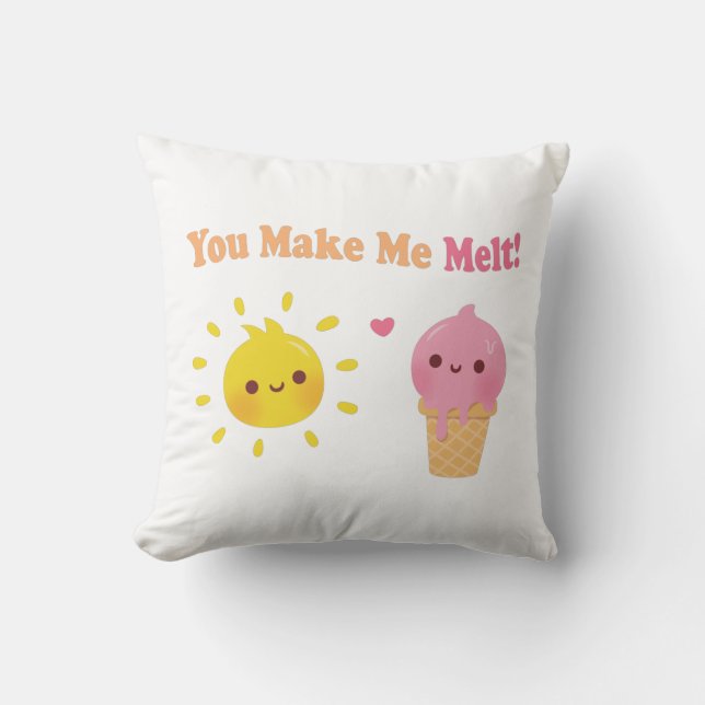Coussin Tu me fais fondre, Amour pun humour (Recto)