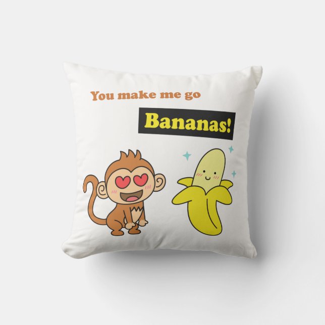 Coussin Tu me fais passer des bananes, mignon Humour d'amo (Recto)