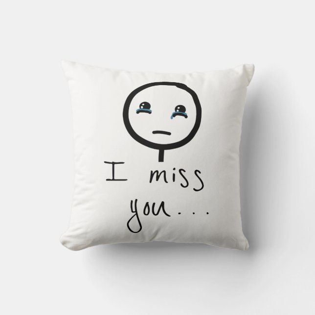 Coussin Tu me manques Stickman sketch, Tears Cing Meme (Recto)