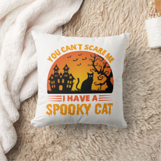 Coussin Tu ne peux pas m'effrayer, j'ai un chat effrayant