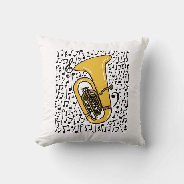 Coussin Tuba Notes musicales Tubaist Brass musicien (Recto)