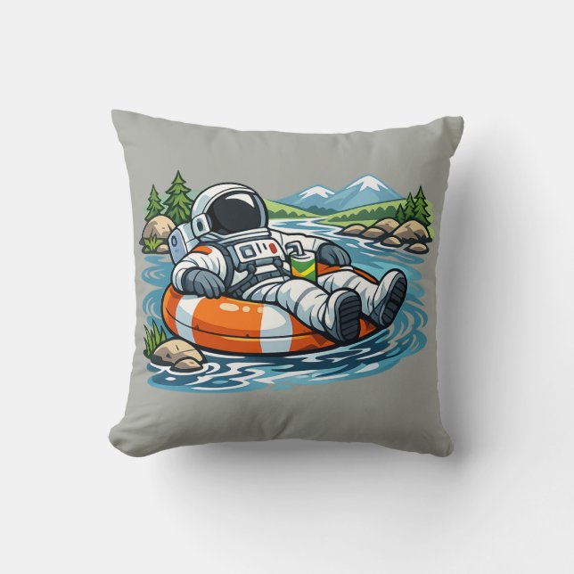 Coussin Tubage de rivière astronaute (Recto)