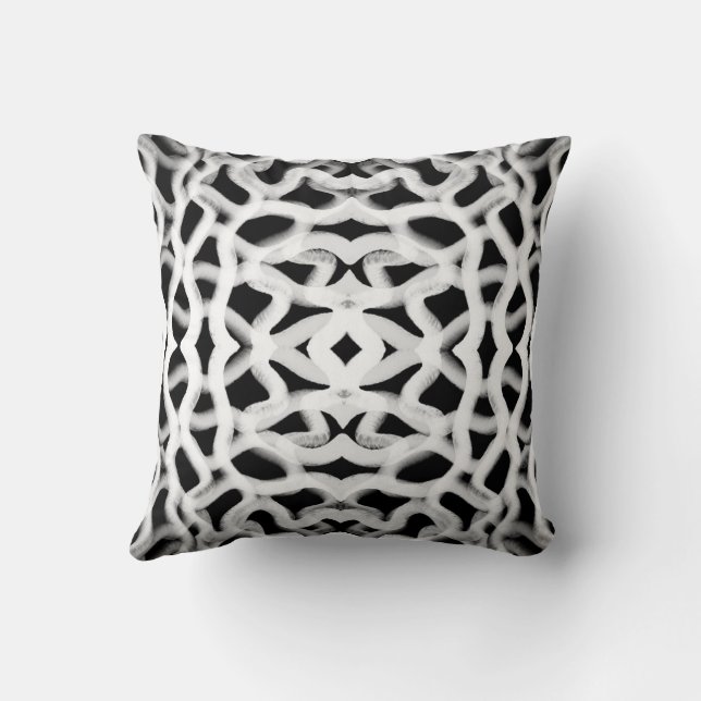 Coussin Tubulure blanche sur fond noir  (Verso)