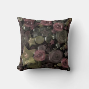 Coussin Tuile de verre 3D roses liquides et étoiles
