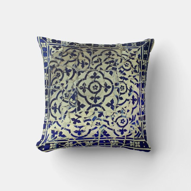 Coussin Tuiles de mosaïque de Guell du parc de Gaudi (Recto)