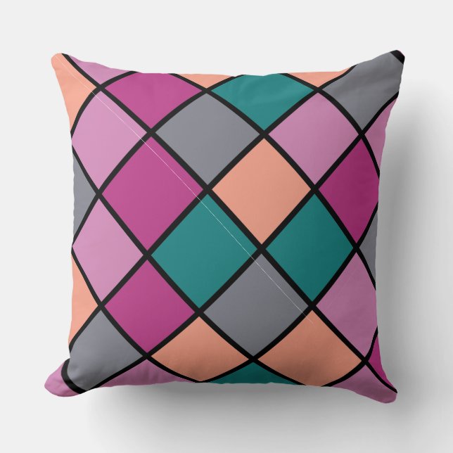 Coussin Tuiles diagonales modernes 5 couleurs (Recto)