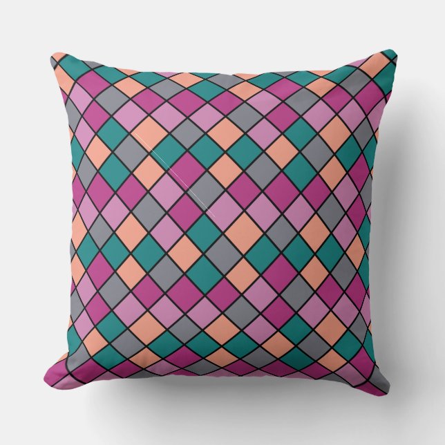 Coussin Tuiles diagonales modernes 5 couleurs (Recto)