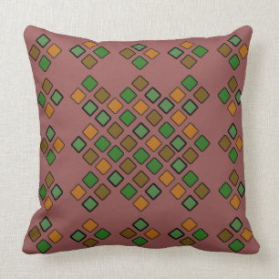 Coussin Tuiles diagonales oranges et vertes sur la couleur
