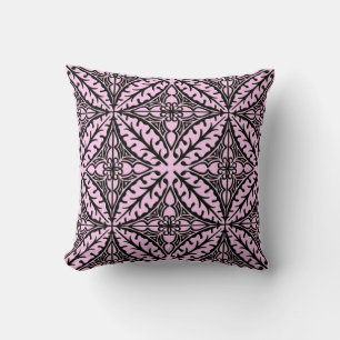Coussin Tuiles marocaines - rose glacé et noir