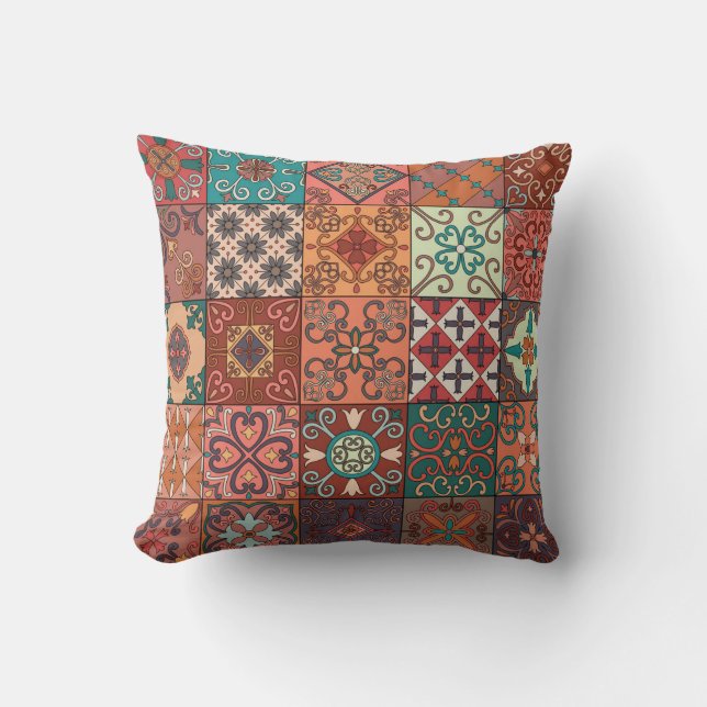 Coussin Tuiles portugaises : Talavera Style Azulejo. (Recto)